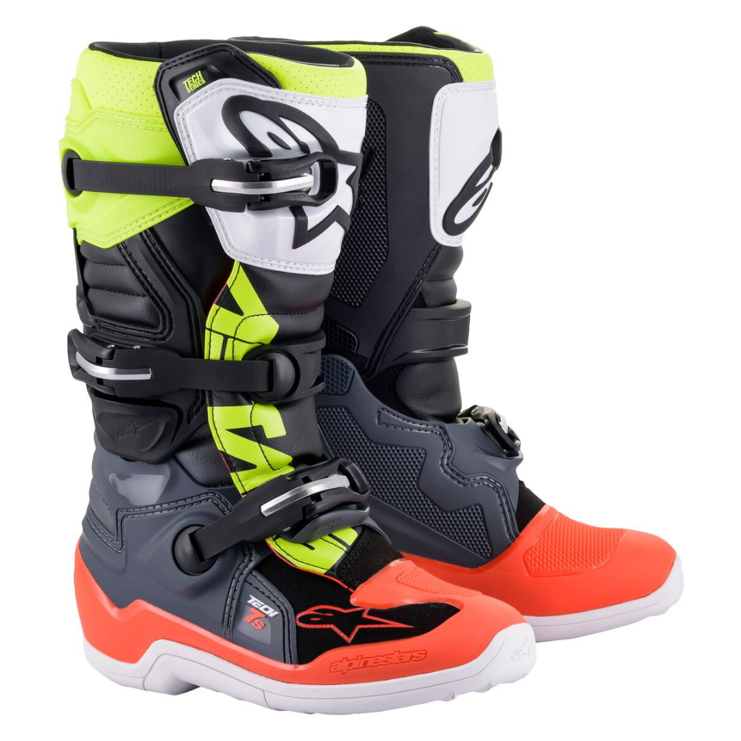 Alpinestars Tech 7S Youth Boots Grey/Red/Yellow