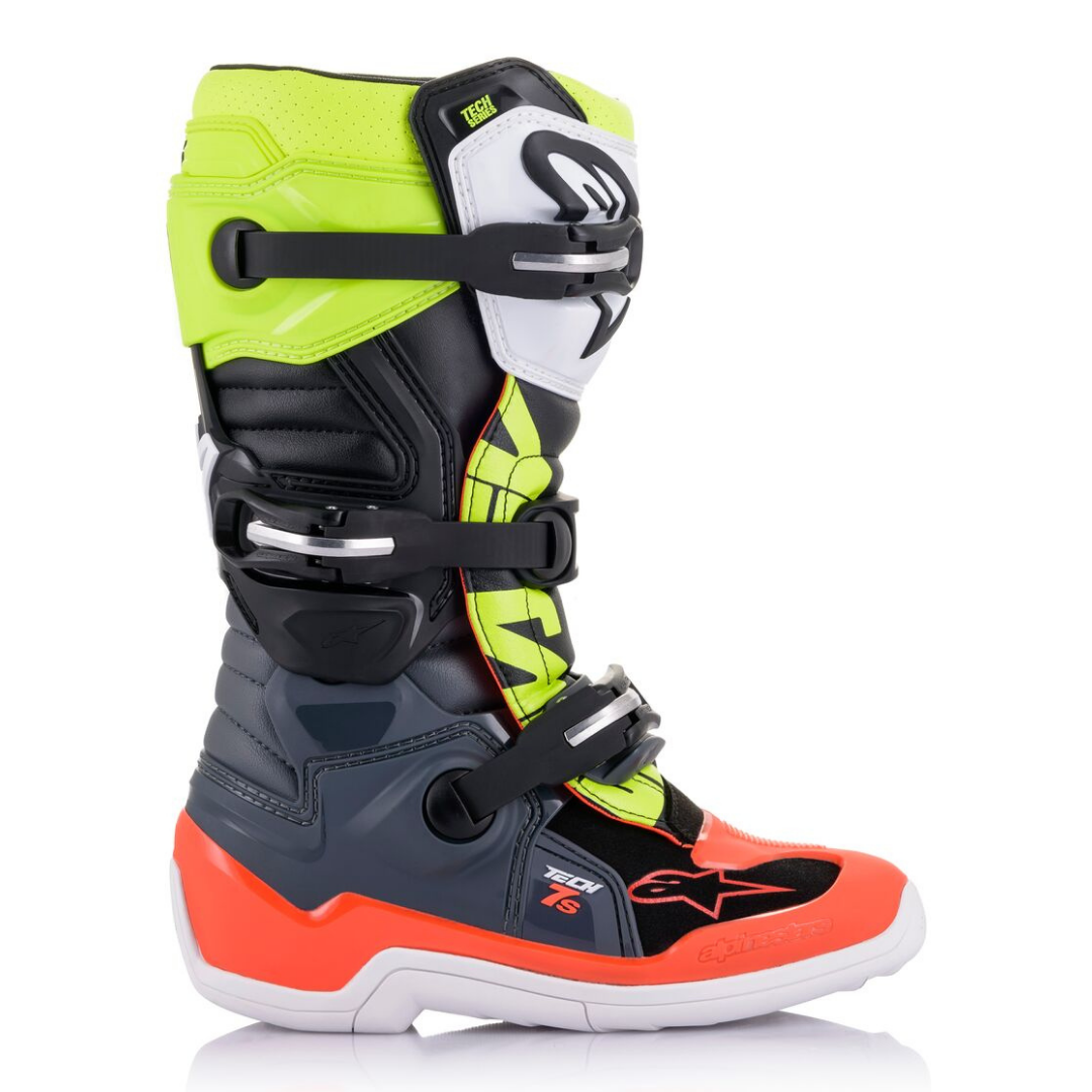 Alpinestars Tech 7S Youth Boots Grey/Red/Yellow