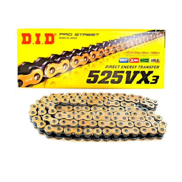 DID, Chain, motorcycle, mx, superbike, 525, vx3, 120L, Gold, motorcycle, drive
