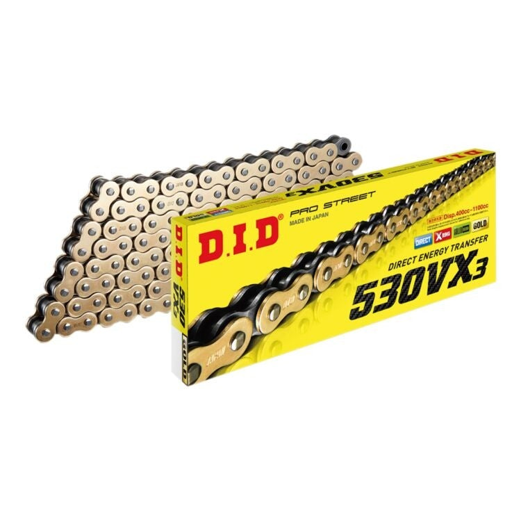 DID, Chain, 530, gold, motorcycle, motocross, superbike, vx3, xring, x-ring