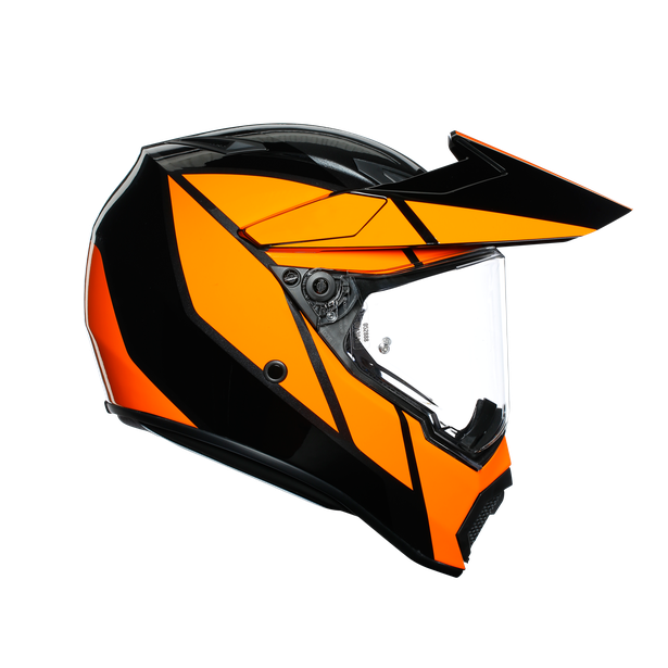 AGV, Helmet, accessories, bike, motorcycle, dual purpose, black, blue, visor, adventure, orange