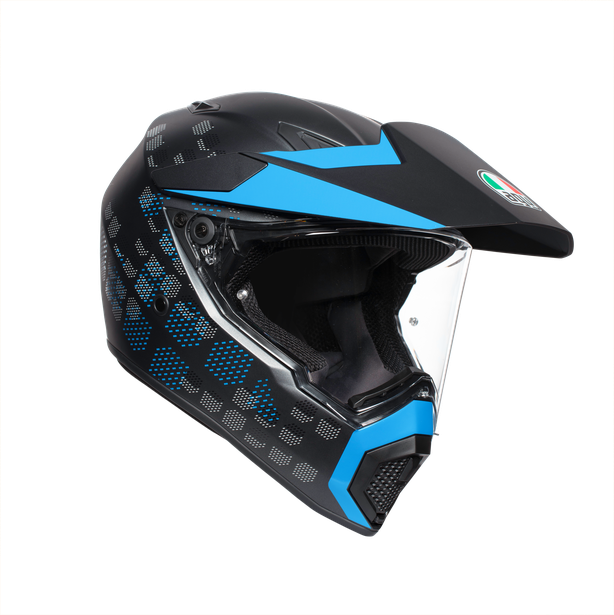 AGV, Helmet, accessories, bike, motorcycle, dual purpose, black, blue, visor, adventure