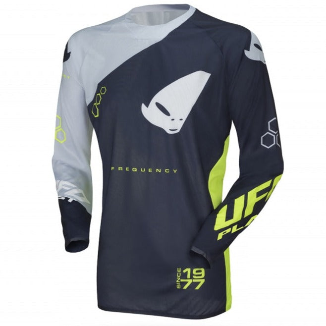 UFO - Motocross Slim Frequency Jersey Blue, Gray And Neon Yellow