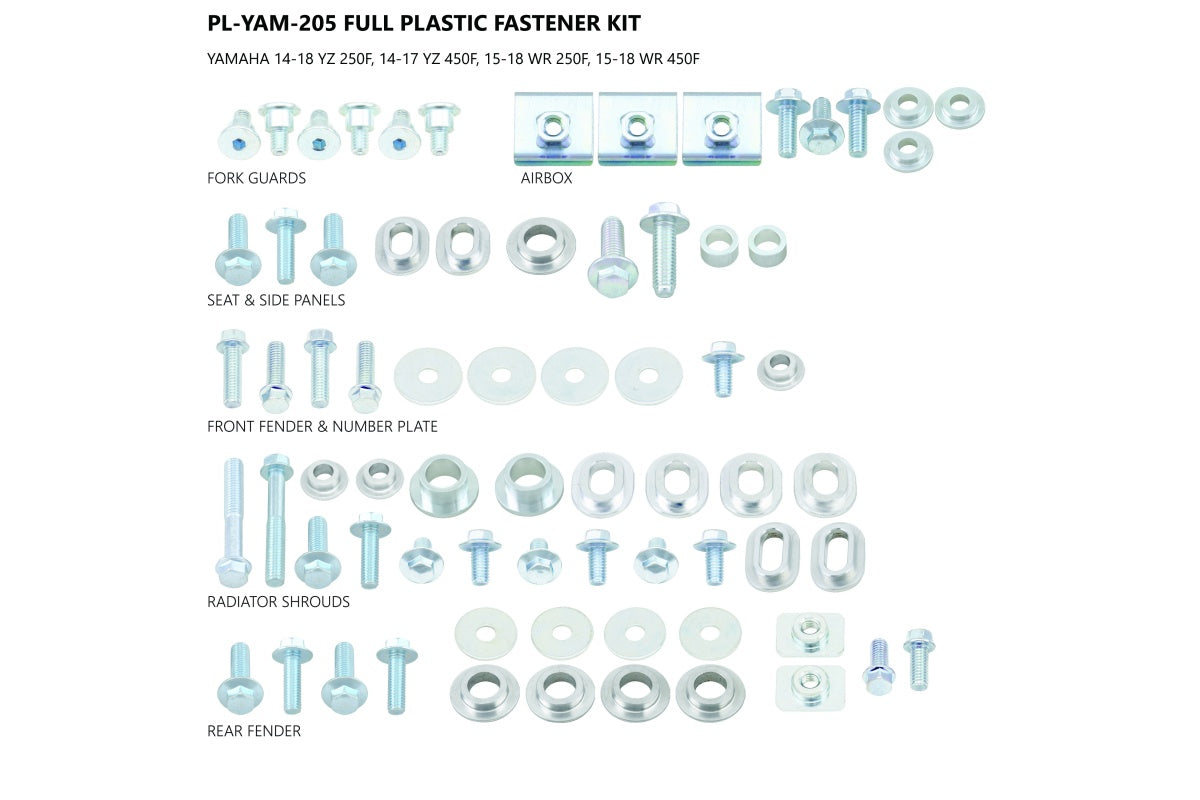 UFO - Motocross Full Plastic Fastener Kit For Yamaha