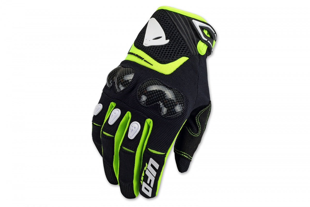 UFO - Road Carbon Reason Adventure Gloves - Black & Neon Yellow